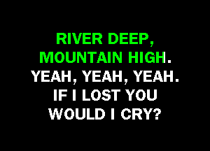 RIVER DEEP,
MOUNTAIN HIGH.
YEAH, YEAH, YEAH.
IF I LOST YOU
WOULD I CRY?