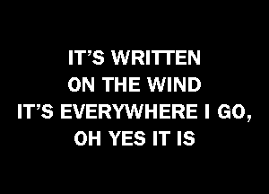 ITS WRI'ITEN
ON THE WIND

ITS EVERYWHERE I GO,
0H YES IT IS