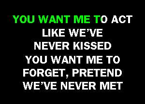 YOU WANT ME TO ACT
LIKE WEWE
NEVER KISSED
YOU WANT ME TO

FORGET, PRETEND
WEWE NEVER MET