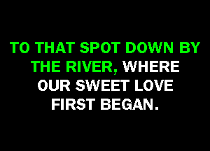 T0 THAT SPOT DOWN BY
THE RIVER, WHERE
OUR SWEET LOVE
FIRST BEGAN.