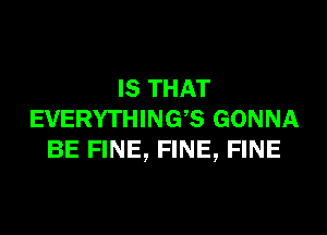 IS THAT

EVERYTHING? GONNA
BE FINE, FINE, FINE