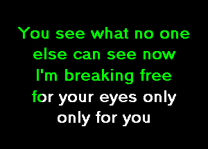 You see what no one
else can see now

I'm breaking free

for your eyes only
only for you