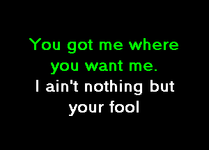 You got me where
you want me.

I ain't nothing but
your fool