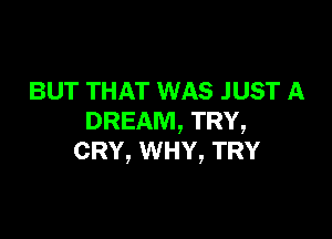 BUT THAT WAS JUST A

DREAM, TRY,
CRY, WHY, TRY