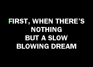FIRST, WHEN THERES
NOTHING
BUT A SLOW
BLOWING DREAM
