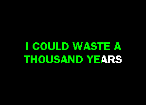I COULD WASTE A

THOUSAND YEARS