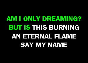 AM I ONLY DREAMING?
BUT IS THIS BURNING
AN ETERNAL FLAME
SAY MY NAME