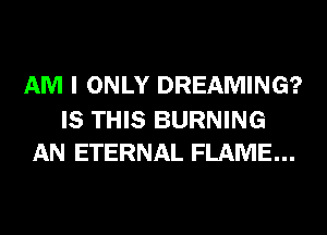 AM I ONLY DREAMING?

IS THIS BURNING
AN ETERNAL FLAME...