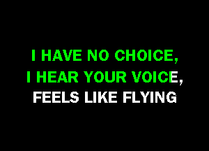 I HAVE NO CHOICE,

I HEAR YOUR VOICE,
FEELS LIKE FLYING