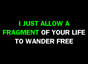I JUST ALLOW A
FRAGMENT OF YOUR LIFE
T0 WANDER FREE