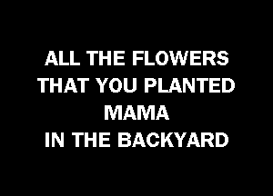 ALL THE FLOWERS
THAT YOU PLANTED
MAMA
IN THE BACKYARD