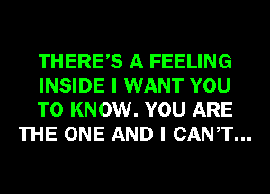 THERES A FEELING

INSIDE I WANT YOU

TO KNOW. YOU ARE
THE ONE AND I CANT...