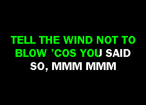 TELL THE WIND NOT TO

BLOW 'COS YOU SAID
SO, MMM MMM