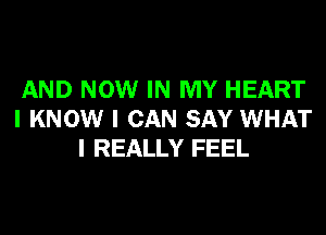 AND NOW IN MY HEART
I KNOW I CAN SAY WHAT
I REALLY FEEL