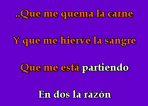 ..Que me quema 1a catne
Y que me hierve 1a sangre
Que me estzi paxtiendo

En dos 1a Iazfm