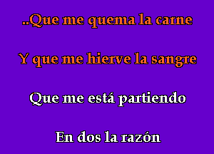 ..Que me quema 1a catne
Y que me hierve 1a sangre
Que me estzi paxtiendo

En dos 1a Iazfm