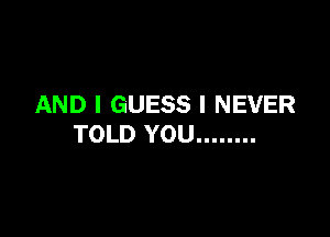 AND I GUESS I NEVER

TOLD YOU ........