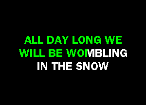 ALL DAY LONG WE

WILL BE WOMBLING
IN THE SNOW