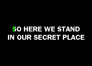 SO HERE WE STAND

IN OUR SECRET PLACE