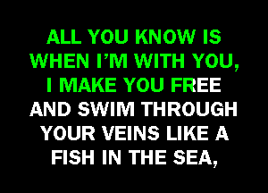 ALL YOU KNOW IS
WHEN PM WITH YOU,
I MAKE YOU FREE
AND SWIM THROUGH
YOUR VEINS LIKE A
FISH IN THE SEA,