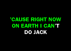CAUSE RIGHT NOW

ON EARTH I CANT
D0 JACK