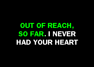 OUT OF REACH,

SO FAR. I NEVER
HAD YOUR HEART