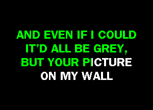 AND EVEN IF I COULD
ITD ALL BE GREY,
BUT YOUR PICTURE
ON MY WALL