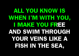 ALL YOU KNOW IS
WHEN PM WITH YOU,
I MAKE YOU FREE
AND SWIM THROUGH
YOUR VEINS LIKE A
FISH IN THE SEA,