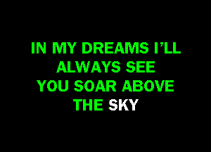 IN MY DREAMS I,LL
ALWAYS SEE

YOU SOAR ABOVE
THE SKY