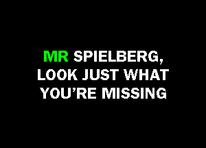 MR SPIELBERG,

LOOK JUST WHAT
YOWRE MISSING