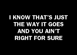 I KNOW THATS JUST
THE WAY IT GOES
AND YOU AINT
RIGHT FOR SURE

g