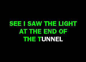 SEE I SAW THE LIGHT

AT THE END OF
THE TUNNEL