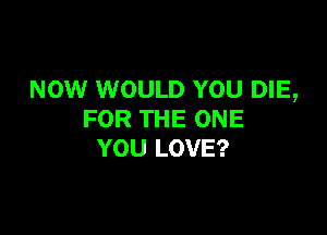 NOW WOULD YOU DIE,

FOR THE ONE
YOU LOVE?