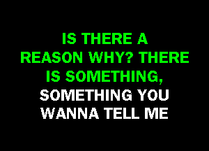 IS THERE A
REASON WHY? THERE
IS SOMETHING,

SOMETHING YOU
WANNA TELL ME