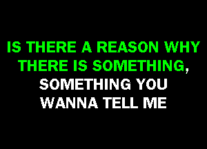 IS THERE A REASON WHY
THERE IS SOMETHING,
SOMETHING YOU
WANNA TELL ME