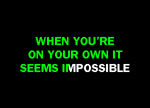 WHEN YOU,RE

ON YOUR OWN IT
SEEMS IMPOSSIBLE