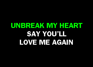 UNBREAK MY HEART

SAY YOU1L
LOVE ME AGAIN