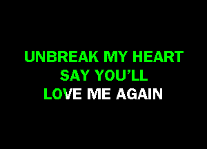 UNBREAK MY HEART

SAY YOU1L
LOVE ME AGAIN