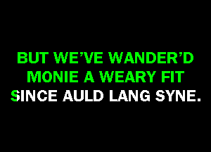 BUT WEWE WANDERD
MONIE A WEARY FIT
SINCE AULD LANG SYNE.