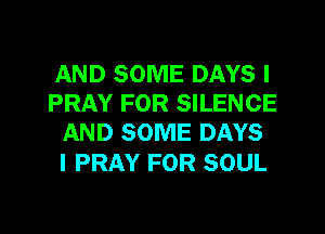 AND SOME DAYS I
PRAY FOR SILENCE

AND SOME DAYS
I PRAY FOR SOUL
