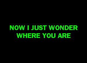 NOW I JUST WONDER

WHERE YOU ARE