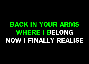 BACK IN YOUR ARMS
WHERE I BELONG
NOW I FINALLY REALISE