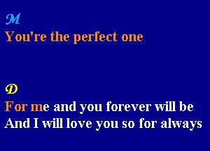 91

You're the perfect one

G)
For me and you forever will be

And I will love you so for always