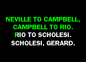 NEVILLE T0 CAMPBELL,
CAMPBELL T0 RIO.
RIO T0 SCHOLESI.

SCHOLESI, GERARD.