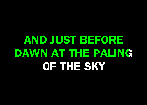 AND JUST BEFORE

DAWN AT THE PALING
OF THE SKY