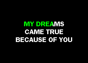 MY DREAMS

CAME TRUE
BECAUSE OF YOU