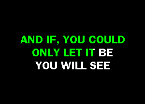 AND IF, YOU COULD

ONLY LET IT BE
YOU WILL SEE