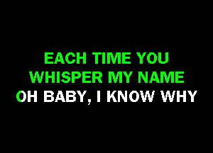 EACH TIME YOU

WHISPER MY NAME
0H BABY, I KNOW WHY