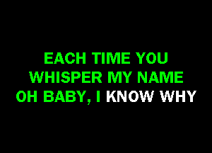EACH TIME YOU

WHISPER MY NAME
0H BABY, I KNOW WHY