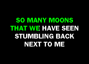 SO MANY MOONS
THAT WE HAVE SEEN
STUMBLING BACK
NEXT TO ME